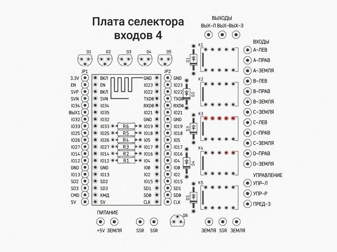 Плата селектора с посадочными местами под реле